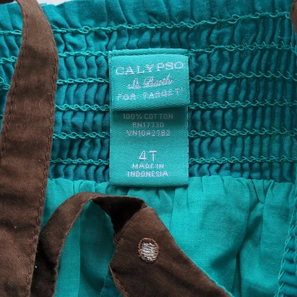 Calypso St. Barth | Tropical Boho Tie Dye Strappy Turquoise LimeTop | 4T